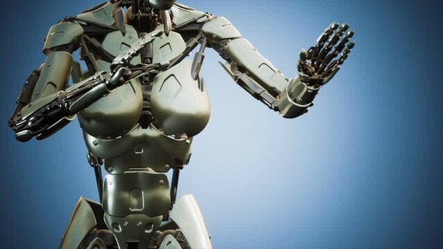 Futuristic humanoid female robot in concept of future