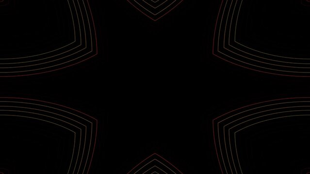 3D Abstract shining bright lines set wave, colorful, black background	