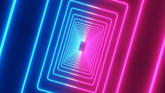 4K seamless loop flying into spaceship tunnel, sci-fi spaceship corridor. Futuristic technology abstract seamless VJ for tech titles and background.