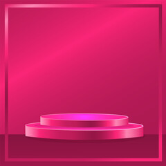 Two-tiered podium in pink and cherry colors