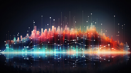 Fototapeta premium Smart city and abstract dot point connect with gradient line, Bright color. Generative Ai