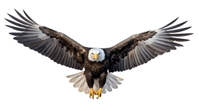 Bald Eagle in Flight Isolated on White Background. Generative Ai.