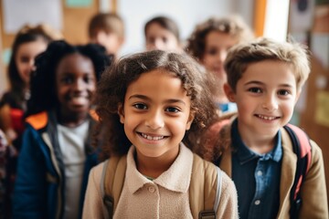 diverse young people in school student group