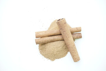 Cinnamon sticks isolated on white background, anti aging food