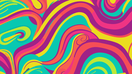 Abstract psychedelic groovy colorful wallpaper, background. - obrazy, fototapety, plakaty