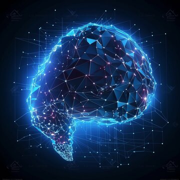 Low poly brain or artificial intelligence concept