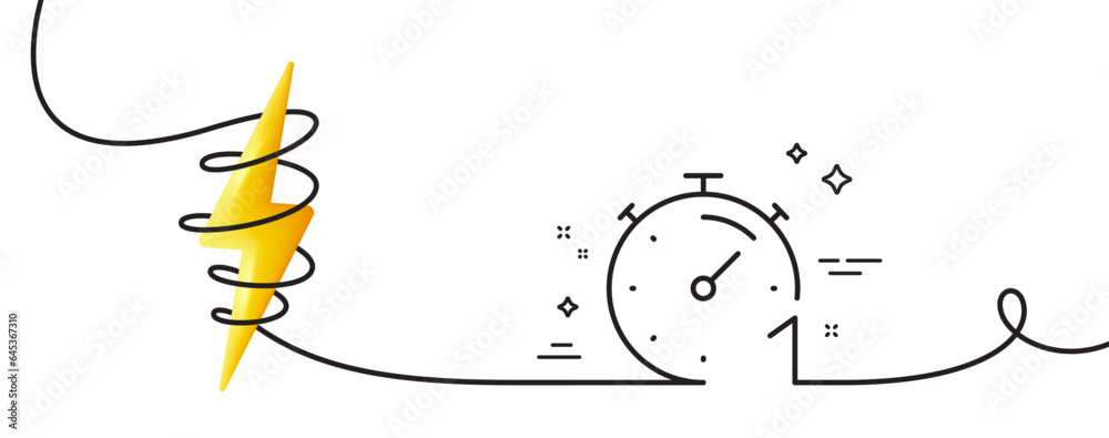 Poster timer 1 minute line icon. continuous one line with curl. stopwatch time sign. countdown clock symbol