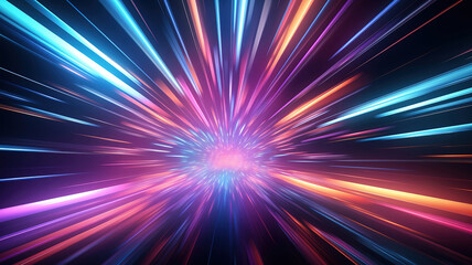 Hyperspace warp speed light effect background. Generative Ai