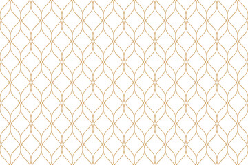 Luxury ornamental seamless pattern with golden wavy line. Oriental geometric repeat background, png transparent.