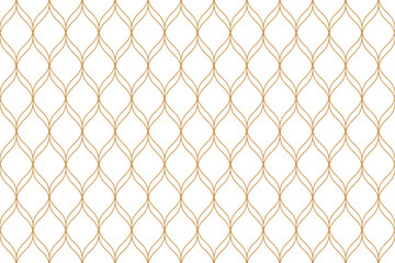 Ornamental seamless pattern with golden wavy line in Arabian stye. Oriental geometric repeat background. png transparent. - obrazy, fototapety, plakaty