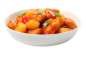 Sweet and Sour Chicken Isolated on Transparent Background. Generative Ai.