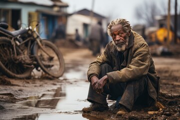 Fototapeta premium An Elderly Person Sitting Alone, Generative AI
