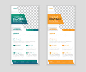 Naklejka na ściany i meble Medical Roll-Up Or Dl Flyer Design Template For Your Business