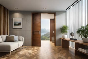 Naklejka na ściany i meble Top Modern Wooden Door Designs for Home Main Door Design for Rooms House