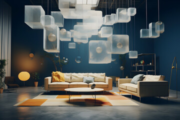  a surreal interpretation of a modern living room