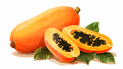 hand drawn cartoon fresh papaya illustration
