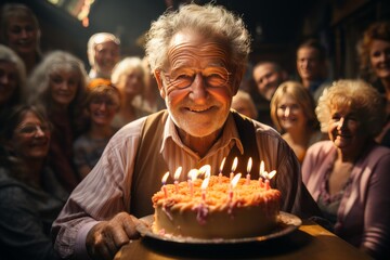 Elderly Person Celebrating Their Birthday, Generative AI