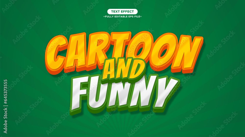 Poster cartoon and funny 3d vector text effect with editable font and text