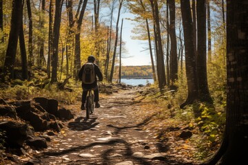 Obraz premium Elderly Person Enjoying A Bike Ride, Generative AI