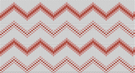 Red zigzag knitted pattern, Festive Sweater Design. Seamless Knitted Pattern