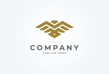Initial M Eagle logo. Modern eagle with letter M combination. flat design logo template. vector illustration