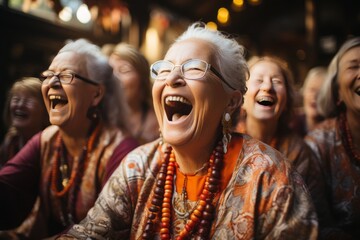Lively Elderly Choir Performing, Generative AI
