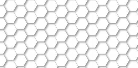 Seamless pattern of hexagons background technology with hexagons. 3d Hexagonal structure futuristic white background and Embossed Hexagon , honeycomb white Background ,light and shadow ,Vector. 