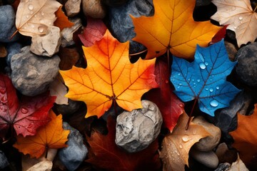 Cluster Of Multicolored Leaves, Generative AI
