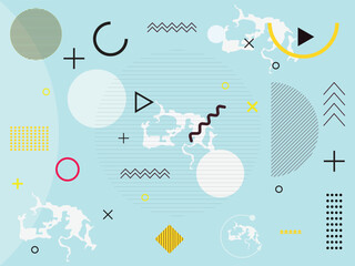 Abstract modern geometric shapes blue background.