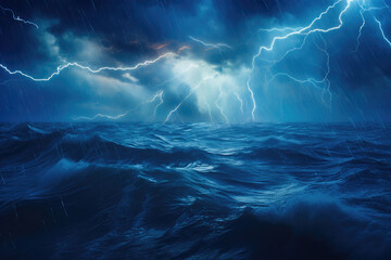 Lightning Strikes Amidst Turbulent Waves