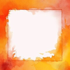 Orange water color background with white frame border 