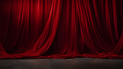 theater red stage with red velvet curtains 