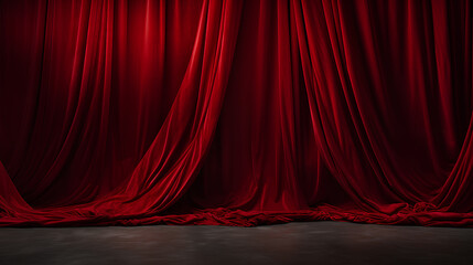 Fototapeta premium theater red stage with red velvet curtains 