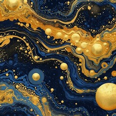Otherworlds in blue and gold wallpaper 