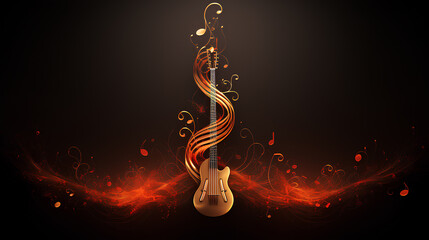 abstract music background with guitar