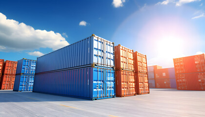 Cargo containers on a blue sky background