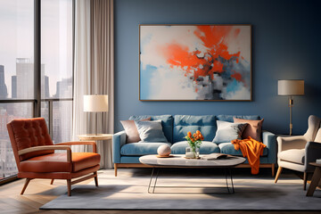 contrast between warm and cool colors in modern living room