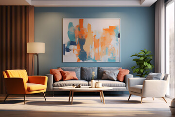 contrast between warm and cool colors in modern living room