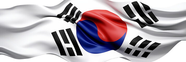 Fototapeta premium Waving Flag of Republic Korea Decoration. Border Template. Ai Generative