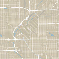 Detailed map of Denver city, United States. Municipal administrative area map with rivers and roads, parks and railways.