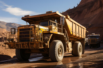 Obraz premium dump truck in pit mine