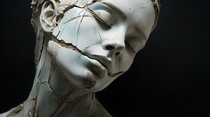 sculpture of a woman with a broken head