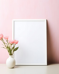 elegant thin square frame mock up with white screen