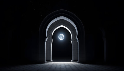 Entrances revealing a great mosques lofty spire