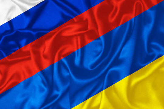 Russia and Ukraine combination waving flag