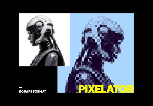 Pixel Square Photo Effect Mockup With Generative AI Preview