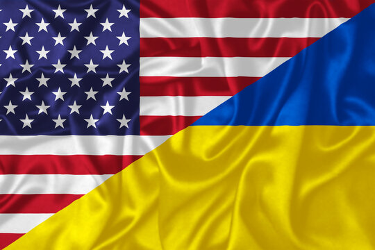 USA and Ukraine combination waving flag image