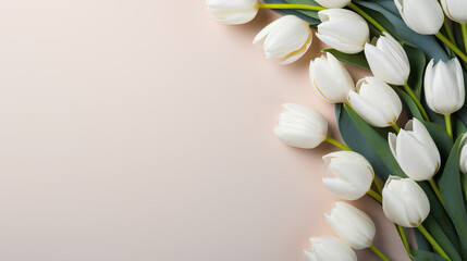 Fototapeta premium bouquet of tulips on a white table