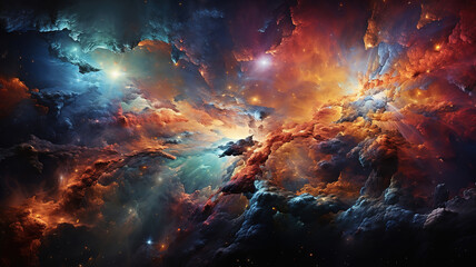 Fototapeta premium The nebula in space, Bright color. Generative Ai