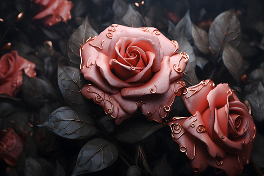 rose art against a dark backdrop